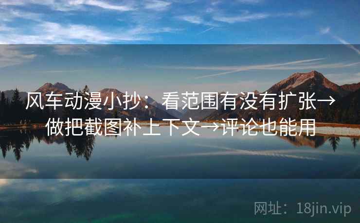 风车动漫小抄：看范围有没有扩张→做把截图补上下文→评论也能用